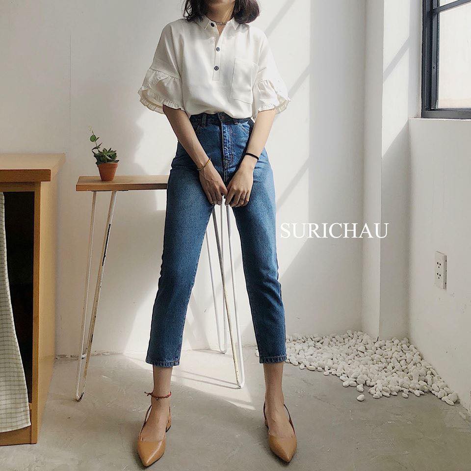 Quần Mom Jeans trơn lai thường Surichauhouse