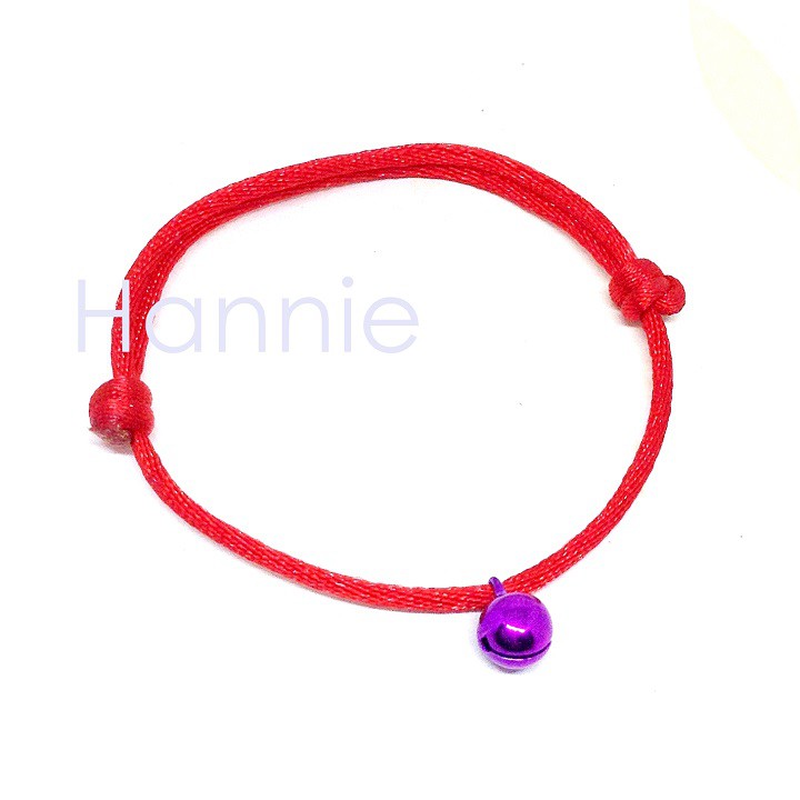 (Bạc/Đỏ/Xanh dương/Xanh lá/Hồng/Tím/Vàng) Vòng tay chỉ đỏ chuông freesize đeo tay nam nữ đơn giản handmade