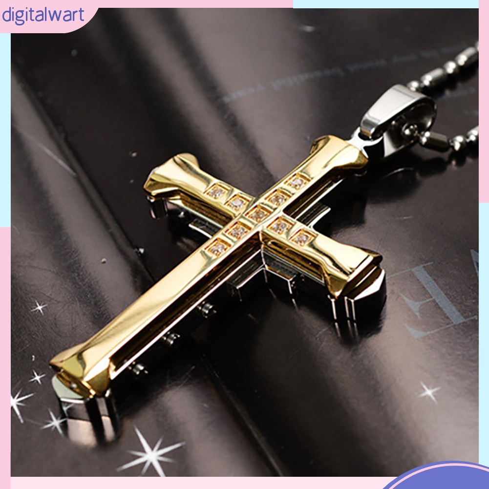 Dây Chuyền Chữ Thập Đính Đá Giả Thời Trang Cho Nam