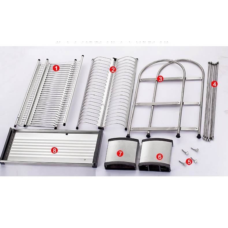 Kệ để bát đĩa kèm ống gài dài ống cắm đũa đa năng bằng inox 304 không gỉ sét H38