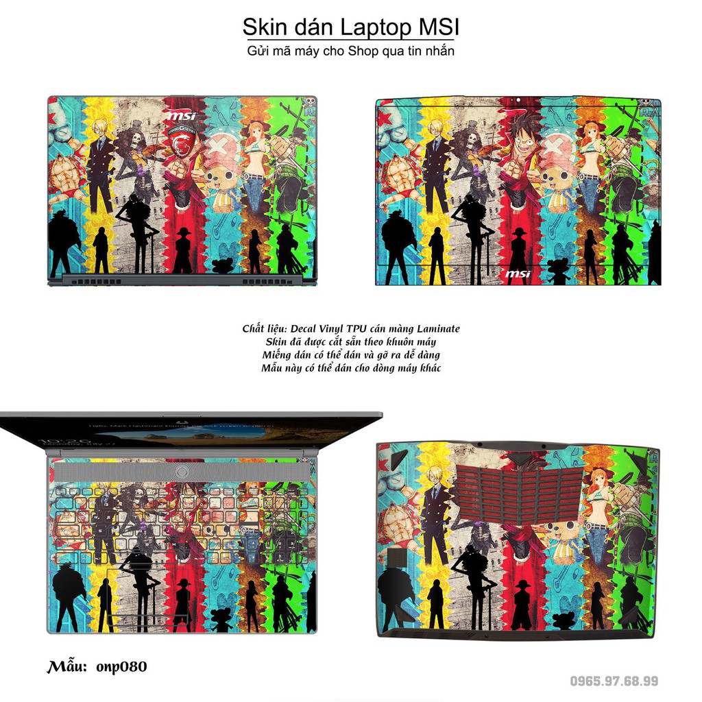 Skin dán Laptop MSI in hình One Piece _nhiều mẫu 6 (inbox mã máy cho Shop)