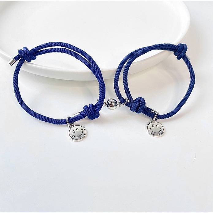 Vòng Đôi Nam Châm Smile Loki Accessories Hai Lớp Chất Liệu Vải - Lắc Tay Cặp Đôi Hàn Quốc - Nam Châm Smile (1 đôi)