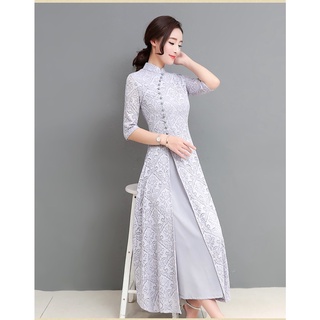 HÀNG NHẬP - ÁO DÀI CÁCH TÂN REN HOA SIÊU SANG - SX09