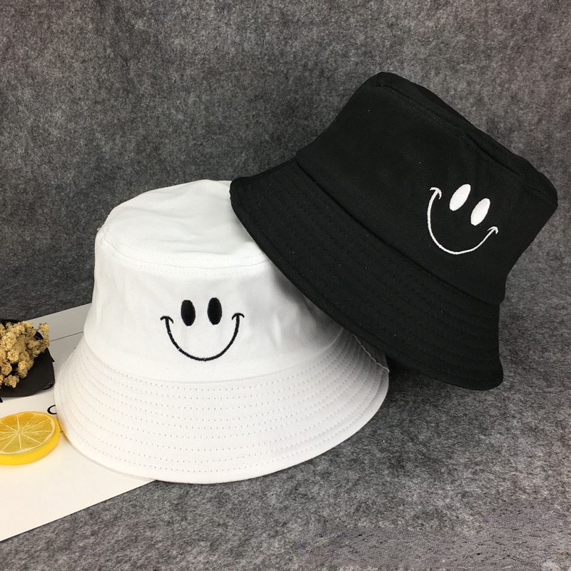 Nón Tai Bèo Thêu Hình Mặt Cười Thời Trang Xuân Hạ Nhật Bản