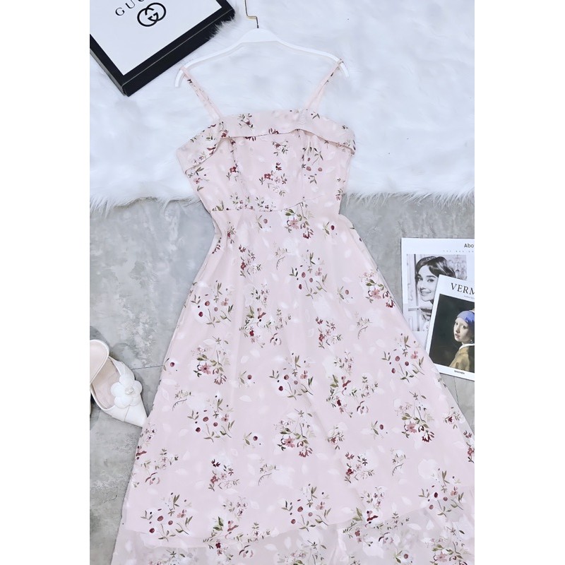 VNU255 - VÁY 2S VOAN 2 LỚP HOA HỒNG PASTEL | BigBuy360 - bigbuy360.vn