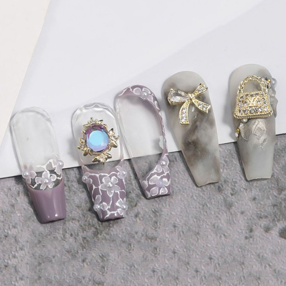 Phụ Kiện Trang Trí Móng Tay Hình Nơ Đính Đá Zircon Lấp Lánh Phong Cách Sang Trọng