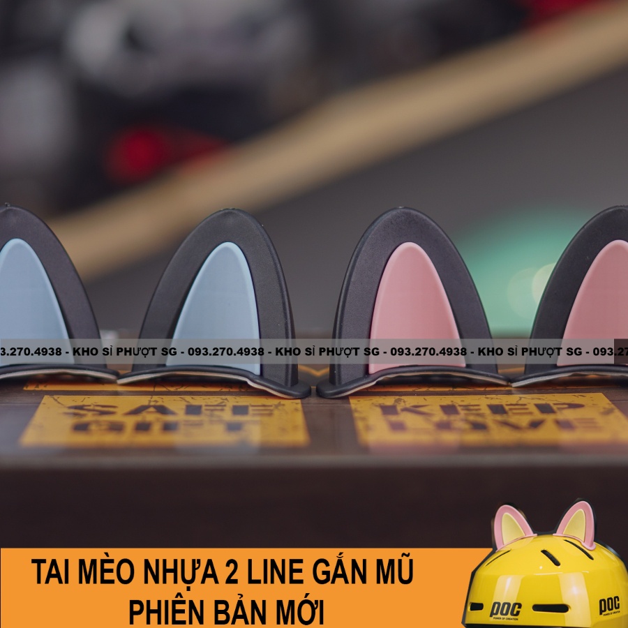 Giá kho Tai mèo nhựa màu mới gắn mũ bảo hiểm 3/4 nửa đầu - Tai mèo nhựa mẫu 2 màu kute