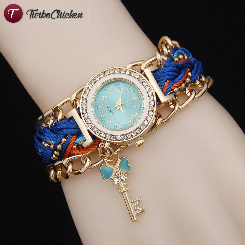 #Đồng hồ đeo tay# Fashion Women Handmade Braided Bracelet Watch Woven Wristwatch Crystal Quarzt Watches Jewelry Gifts