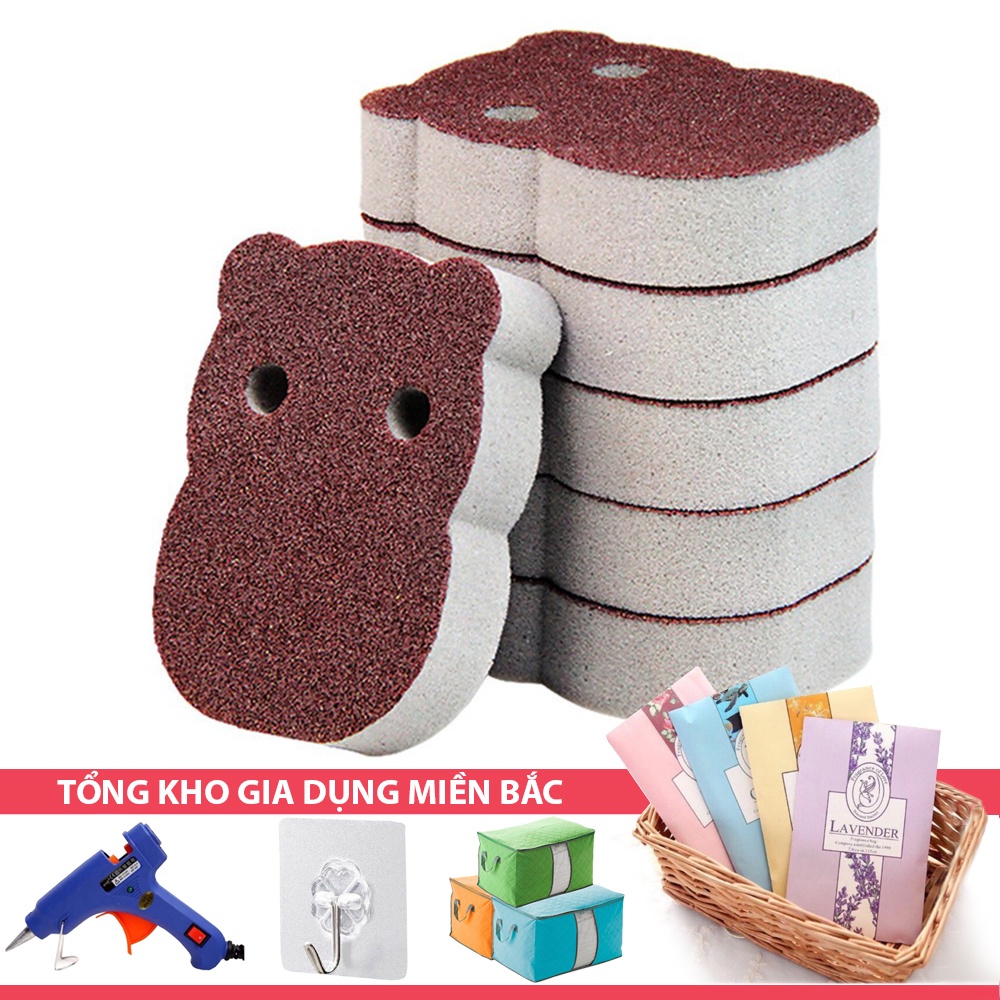 [Tổng Kho Sỉ] Miếng Cọ Xoong Nồi Chảo - Đồ Inox KIỂU MẶT CÚ NÂU - Cọ Chà Bồn Sứ Không Xước