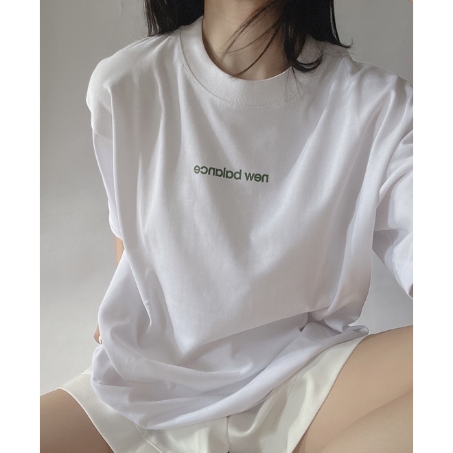 Dép quai ngang NB 1101 White Green &amp; T-shirt NB | Tặng kèm hộp | Hỗ trợ đổi size | Ảnh Thật