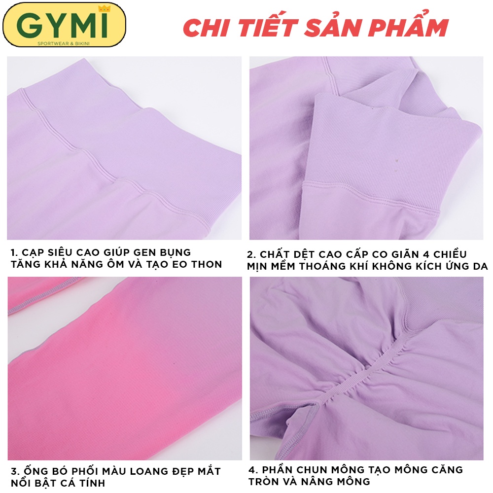 Quần tập gym yoga nữ chun mông màu loang GYMI QD40 dáng legging thể thao MitaoGirl chất dệt kim cao cấp co giãn