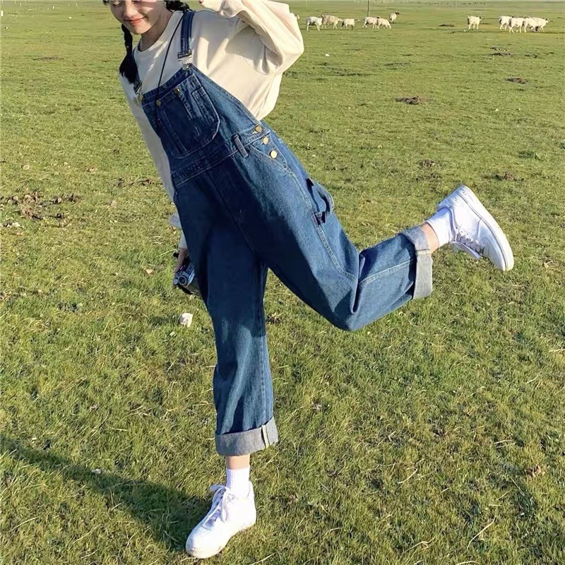 Quần bò yếm dáng rộng | BigBuy360 - bigbuy360.vn