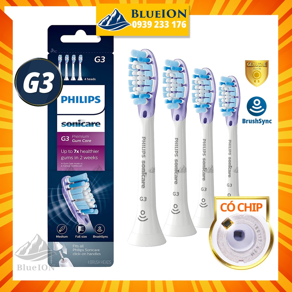[Hàng Mỹ] Đầu bàn chải điện Philips Sonicare G3 PREMIUM Gum Care (màu trắng)