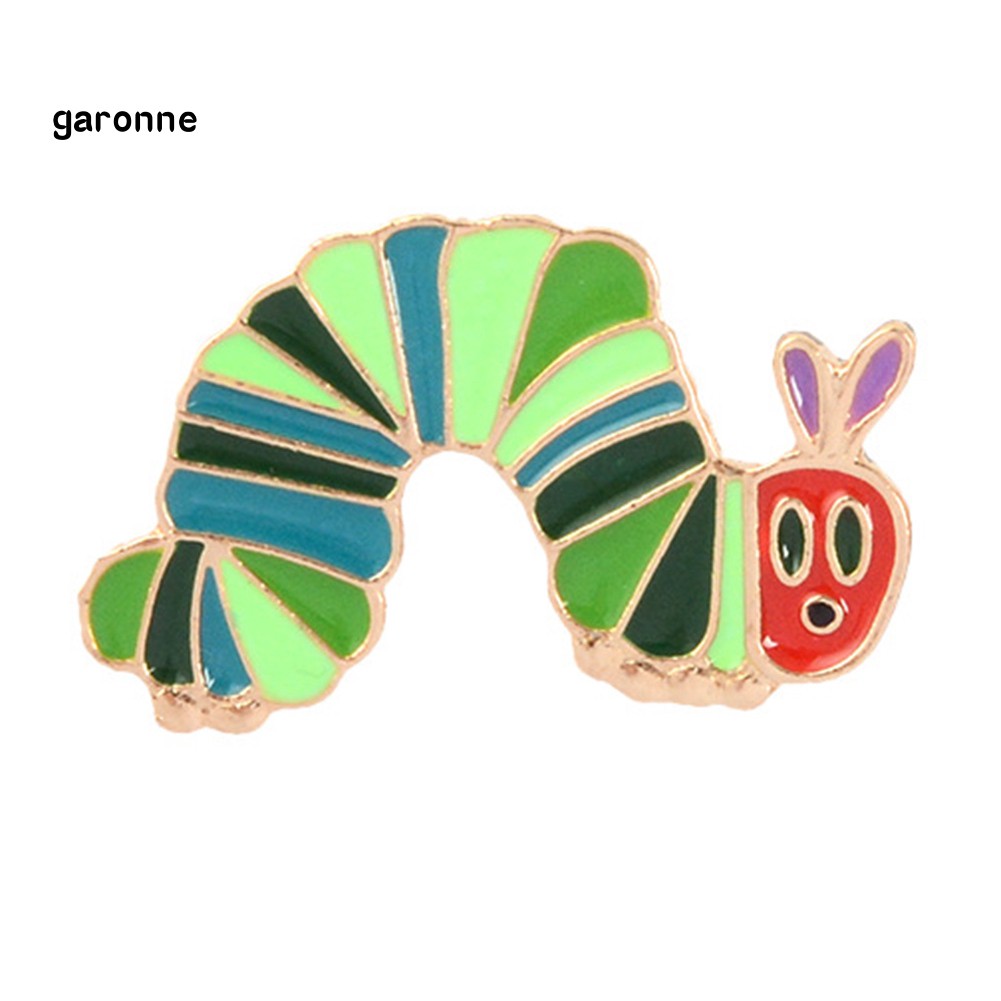 GA_Cartoon Strawberry Worm Enamel Badge Collar Lapel Brooch Pin Clothes Jewelry