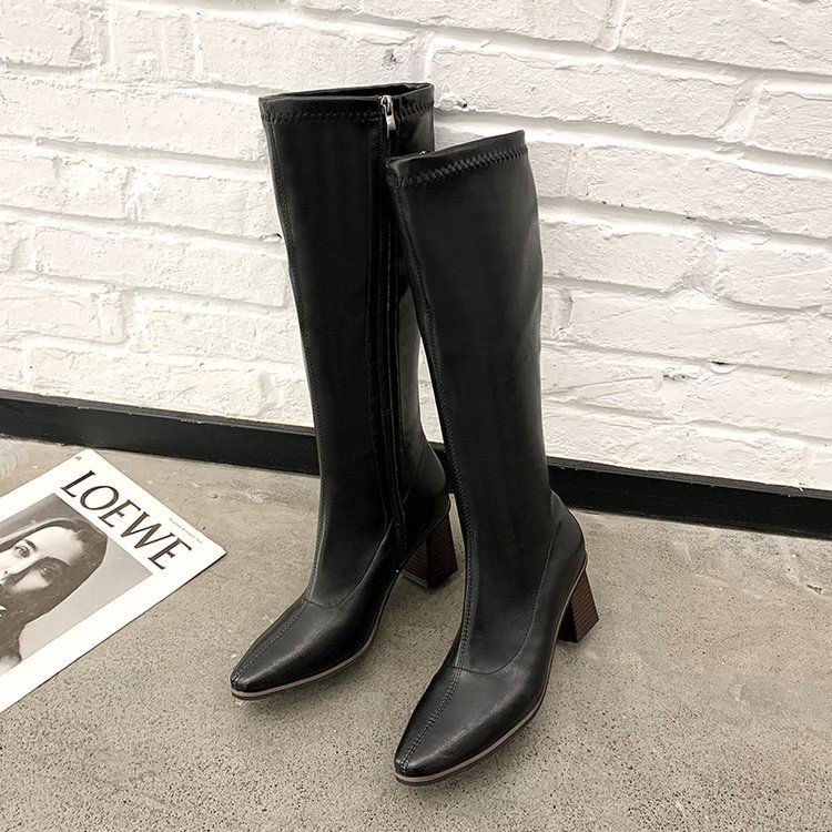 Bốt đùi nữ Q89 cổ cao chất da cao cấp đế vuông 7 cm khóa cạnh phong cách ulzzang hàn quốc trẻ trung hot mùa đông 2021 | BigBuy360 - bigbuy360.vn