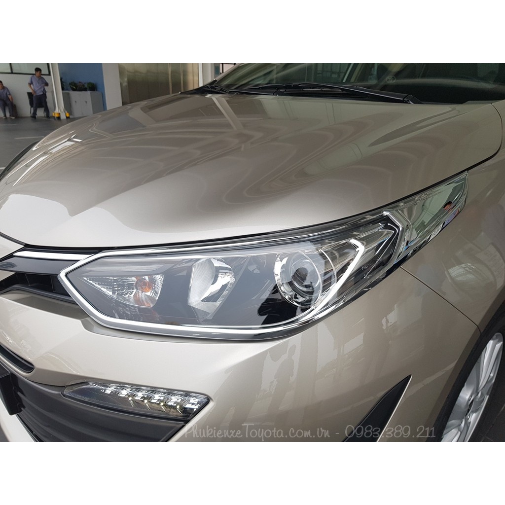 Ốp viền đèn pha, hậu xe Toyota Vios 2019 - 2020, 2021, 2022, 2023 mạ crom cao cấp sáng bóng