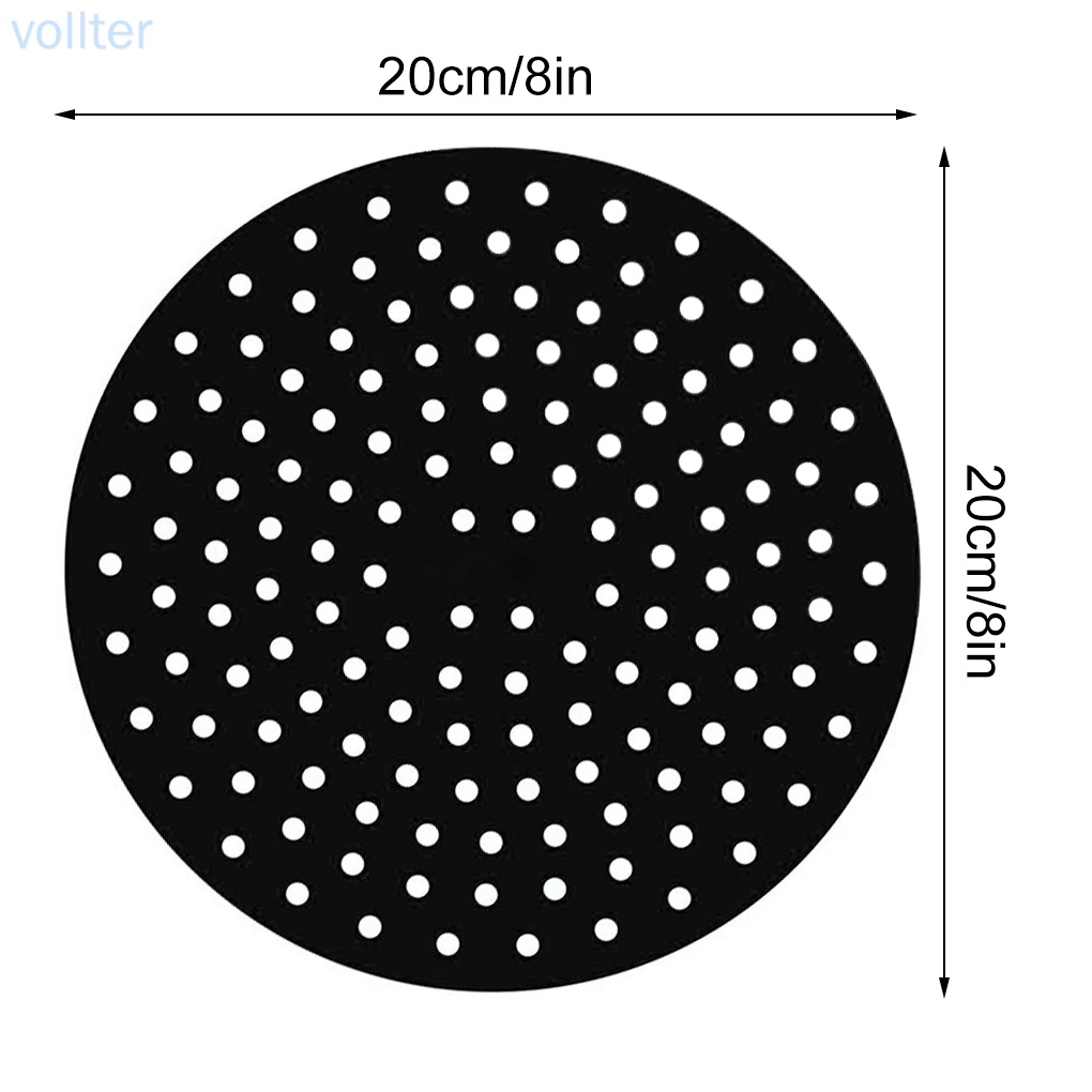 Tấm lót nồi chiên không dầu hình tròn 8 Inch bằng Silicone màu đỏ chống dính có thể tái sử dụng