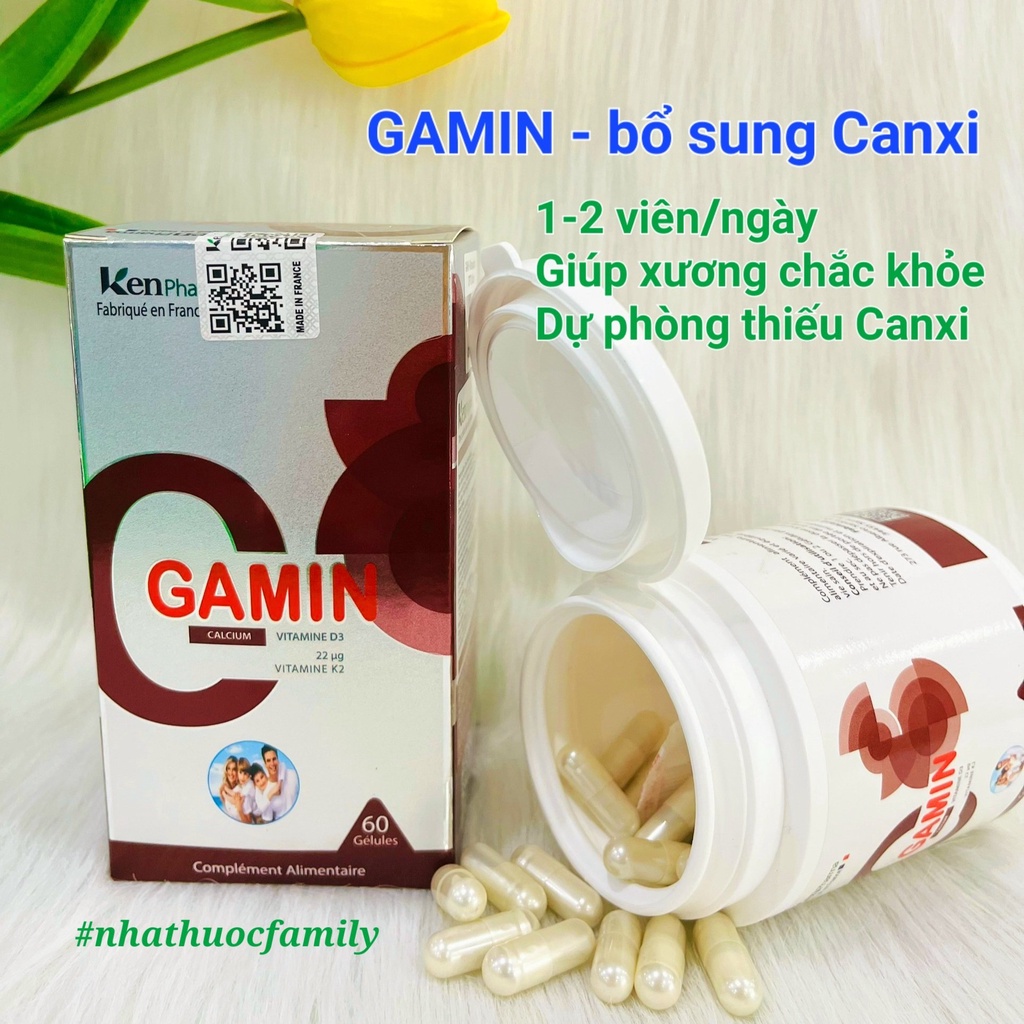 Viên uống GAMIN - bổ sung canxi tảo biển đỏ Lithothamnium Algae  Hộp 60 viên
