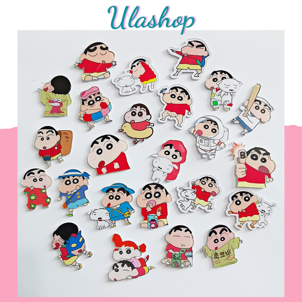 HUY HIỆU, KHUY CÀI STICKER HÌNH SHIN TRANG TRÍ BALO, TÚI VÍ