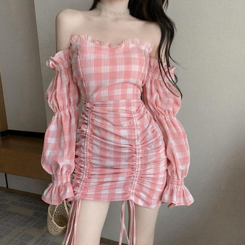 Đầm Hai Dây Dáng Ôm In Họa Tiết Caro Thời Trang Mùa Hè Thu Dễ Phối Đồ