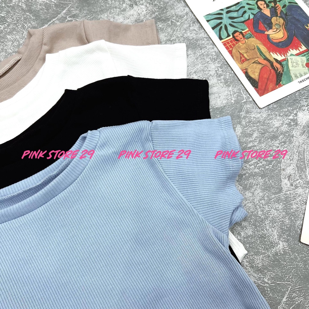 Áo Croptop Body Tay Ngắn alohashop91 Dáng Ôm Cổ Tròn Vạt Nhọn