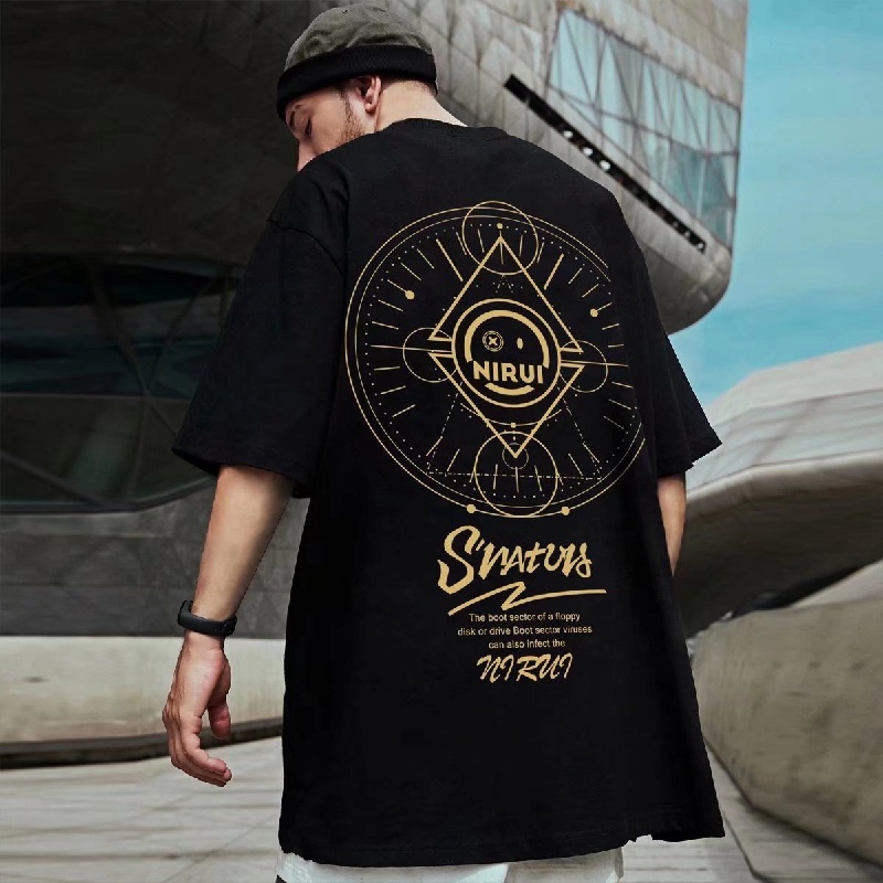 Áo Thun Tay Ngắn Dáng Rộng In Chữ Phong Cách Hip Hop Đường Phố Hàn Quốc Thời Trang Mùa Hè Cho Nam Và Nữ M-8XL