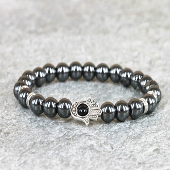 Chuỗi Hạt Đeo Tay Bằng Đá Nham Thạch Đen / Nâu / Đỏ / Xanh Dương / Xám / Xanh Dương Tự Nhiên 8mm