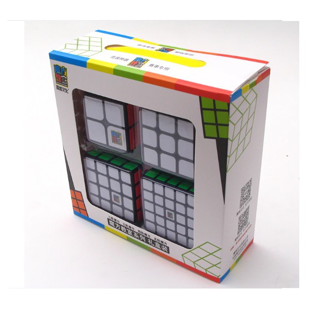 Đồ chơi Combo 4 Rubik Moyu Gift Sticker, 2x2, 3x3, 4x4, 5x5 - Trơn Mượt, Bẻ Góc Tốt