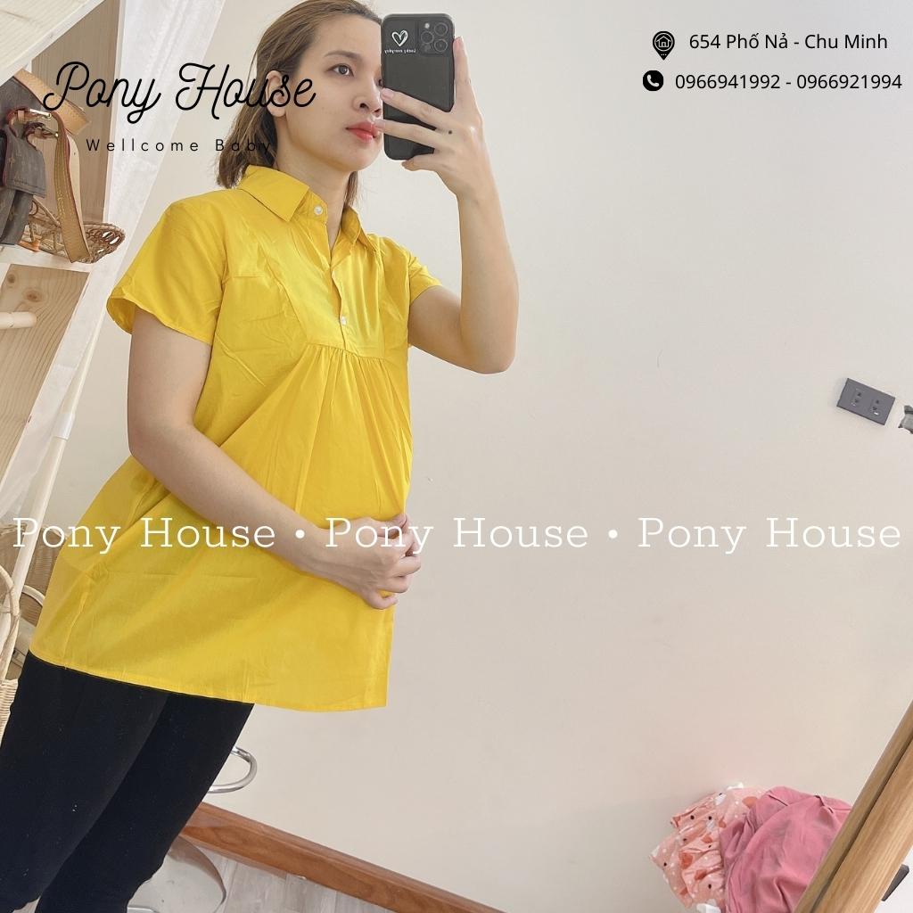 Áo Bầu Công Sở Cộc Tay Sơ Mi Cực Xinh Trẻ, Chất Thô Đẹp Mềm Mát Lịm Cho Mẹ Bầu