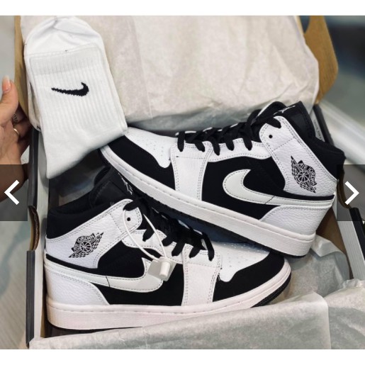 Giày Jordan 1 High, Giày JD1 Cao Cổ Màu Trắng Đen, Đế Khâu Da Bò Cao Cấp Full Size 36-43 | JDD003