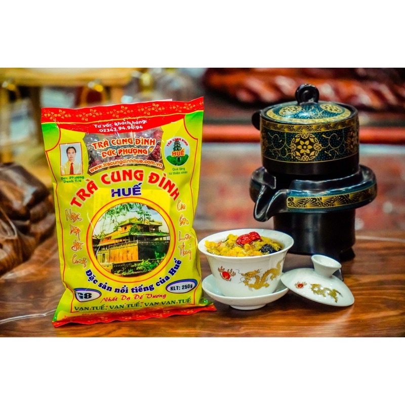 TRÀ THANH NHIỆT CUNG ĐÌNH HUẾ G8 500 GRAM - THANH NHIỆT VÀ GIẢI ĐỘC - VỊ DỂ UỐNG NHẸ NHÀNG