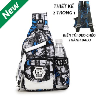 [ TẶNG TAI NGHE ] TXN06 Túi đeo chéo kết hợp làm Balo 2 in1 phối da Korea thời trang Model 2020 tặng tai nghe chống rối