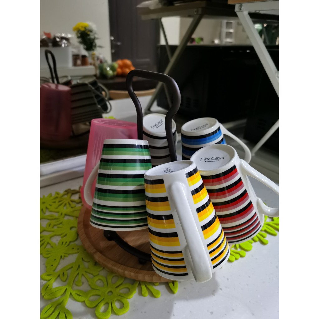 Bộ giá đỡ cốc và khay gỗ cao cấp phong cách BẮC ÂU
