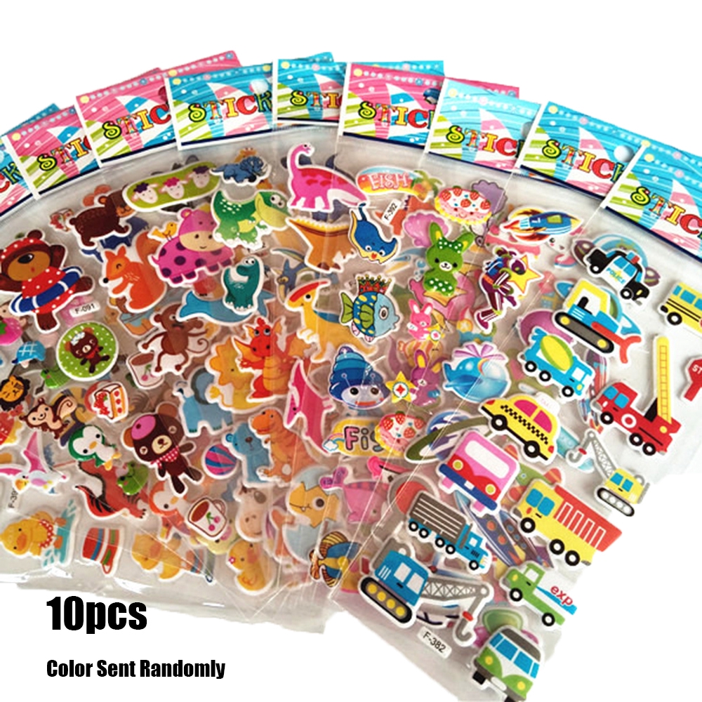 10 tấm hình dán hoạt hình 3D trang trí sổ lưu niệm