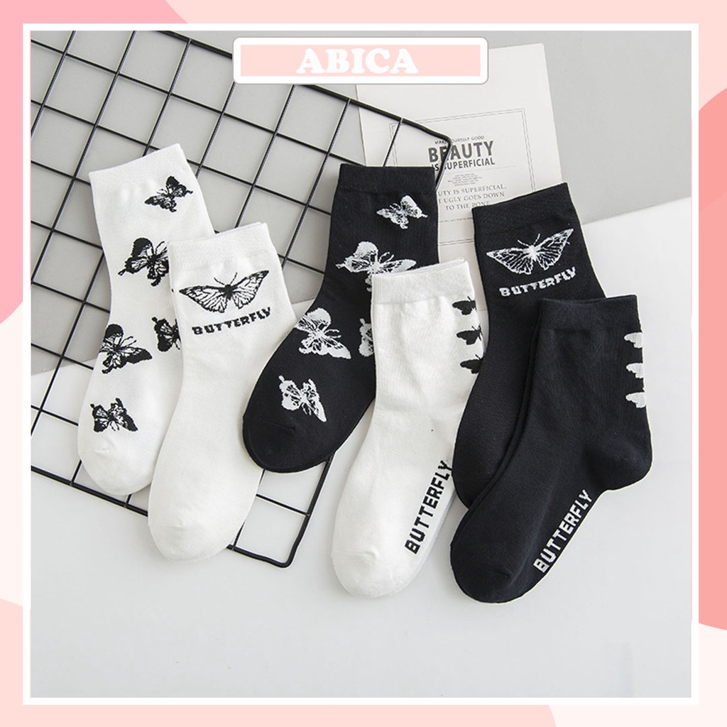 Tất vớ cổ cao trắng đen nữ nam thời trang basic phong cách Hàn Quốc siêu hot co giãn thấm hút khử mùi tốt ABICA TD058