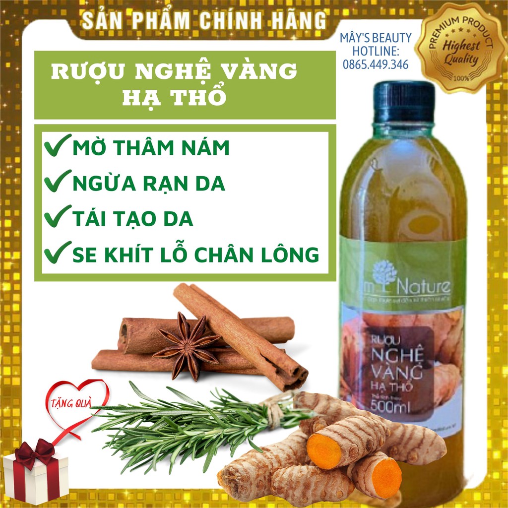 Rượu Nghệ Vàng Hạ Thổ Giúp Sáng Hồng Ngừa Rạn Da 500Ml
