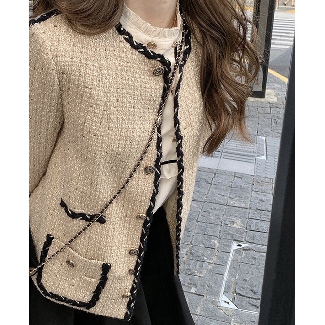 Áo dạ Tweed nữ Hàn Quốc viền thừng (Hàng có sẵn) ẢNH THẬT  - Áo khoác nữ đẹp sang chảnh ulzzang style