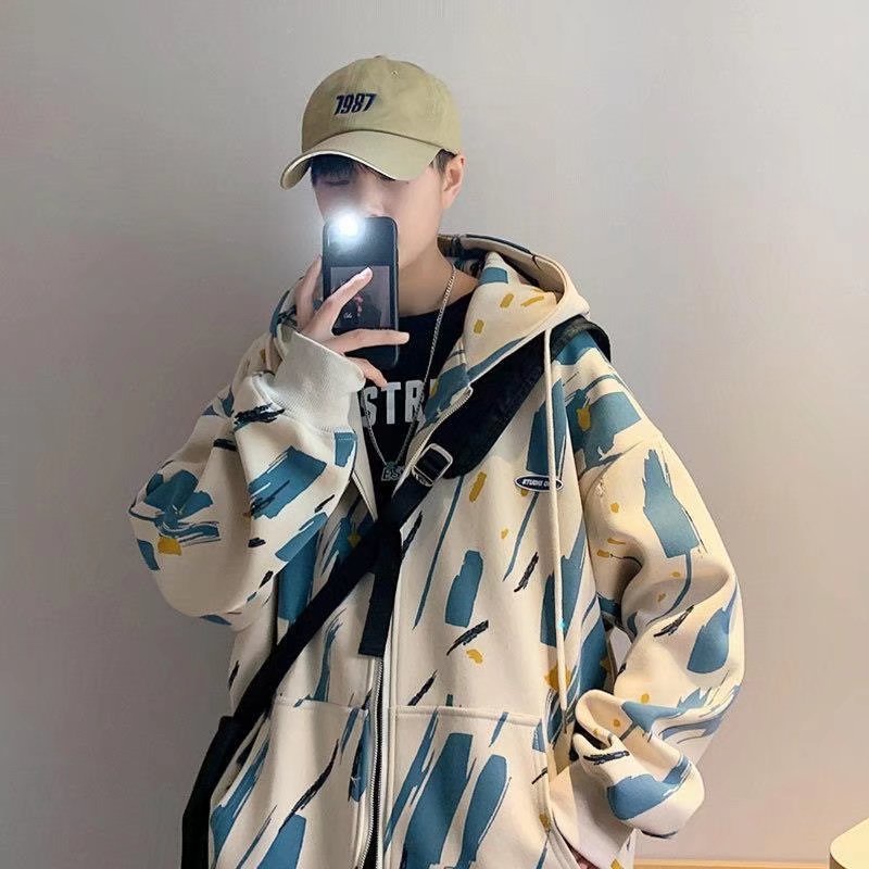 Áo Khoác Hoodie Họa Tiết Rằn Ri Cá Tính phong cách Hàn Quốc from rộng jacket thời trang áo hoodie dây kéo