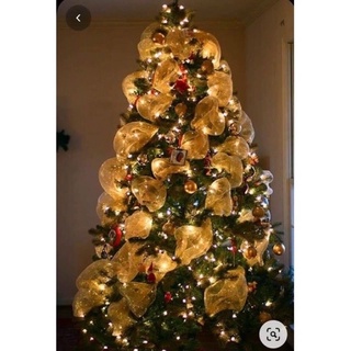 Phụ kiện trang trí noel Dây ruy băng lưới kim tuyến trang trí cây thông noel