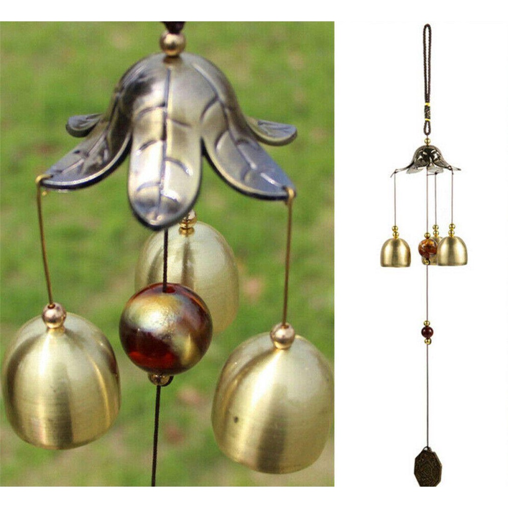 CONOPERY Chuông Gió May Mắn 3 Chuông 40cm Trang Trí Phong Thủy Sân Vườn
