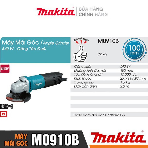 [Chính Hãng] Máy Mài Góc Makita M0910B (540W-100MM) - Công Tắc Đuôi