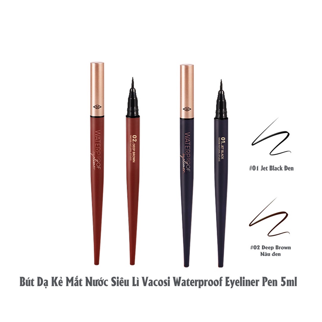 Bút Kẻ Mắt Vacosi Siêu Lì Vacosi Natural Studio Waterproof Eyeliner- VM24