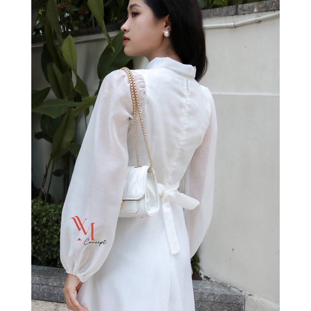 Đầm Dự Tiệc Tiểu Thư Tay Phồng Nơ Cổ - D0080 | BigBuy360 - bigbuy360.vn