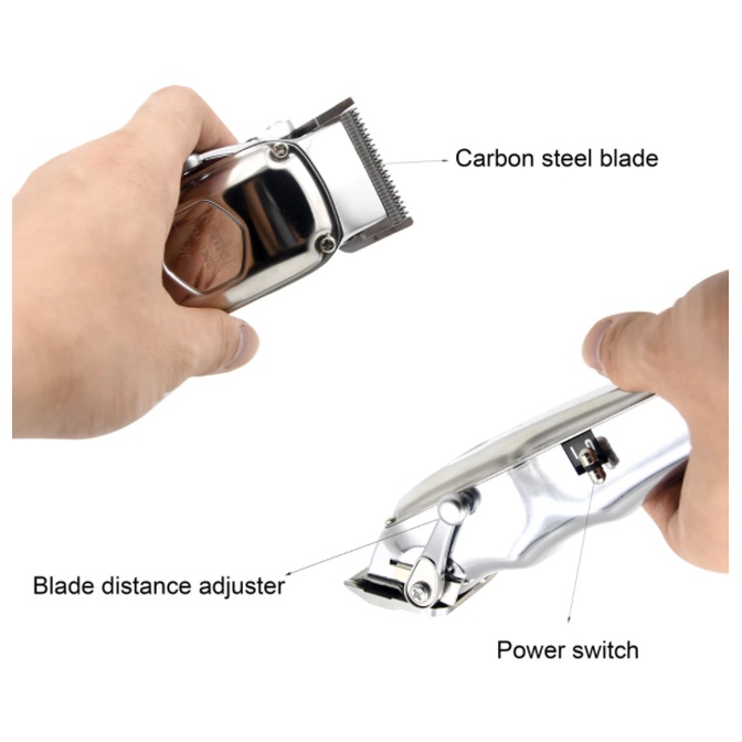 Tông Đơ Cắt Tóc Chuyên Nghiệp Kemei KM-1998 Thân Nhôm Nguyên Khối - Pin Lithium Cao Cấp - Hàng Đập Hộp