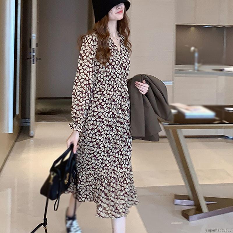 Đầm maxi chất chiffon hoạ tiết hoa nữ tính