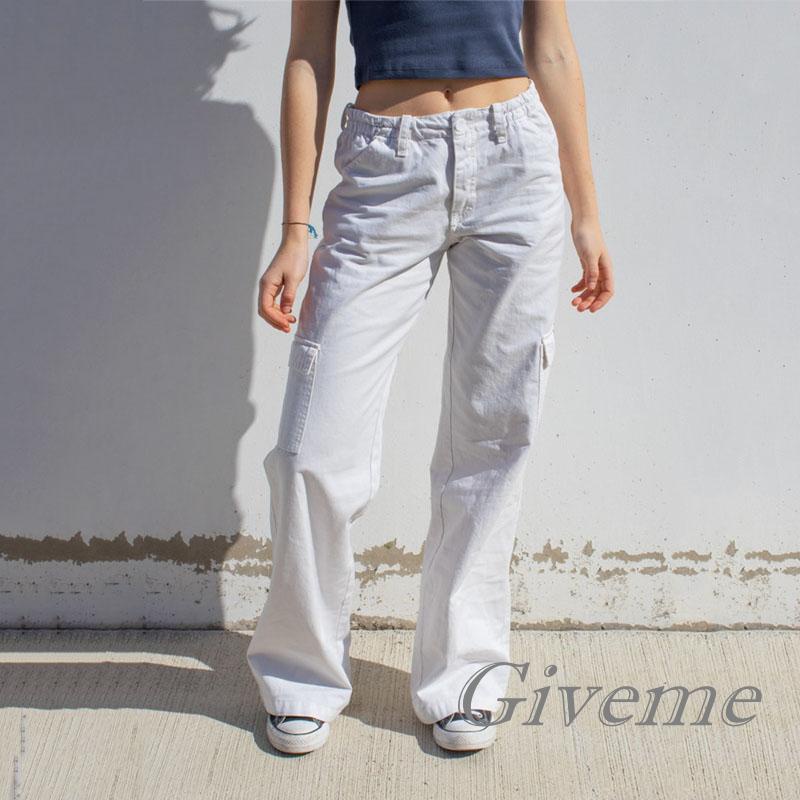 Quần ống rộng Màu Trơn Có Túi Và Dây Kéo Thời Trang Đường Phố Cho Nữ