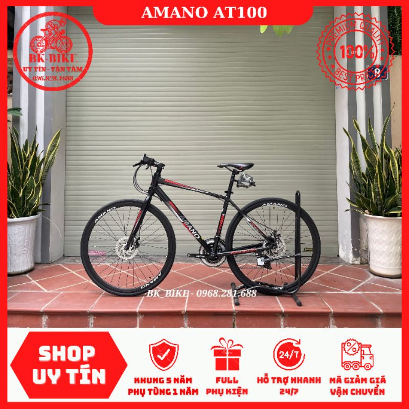 Xe Đạp Thể Thao Amano AT100 - Khung Nhôm, Groupset Shiming, Bánh 700c