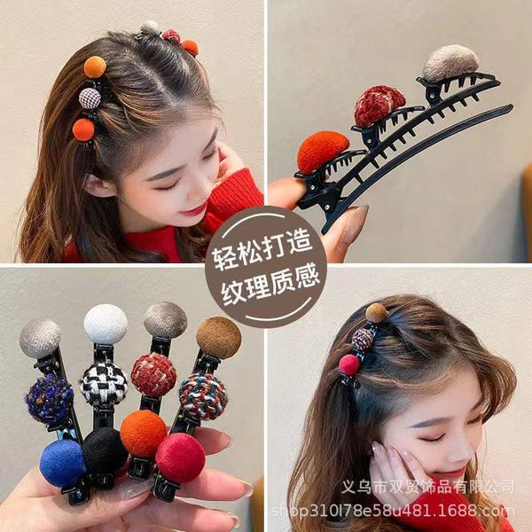 Cặp mái phồng 3 quả bông-bobu shop-Giao màu ngẫu nhiên