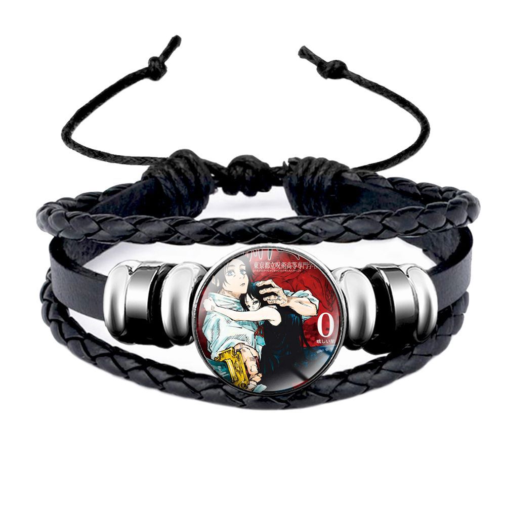 Vòng Tay Da Dệt Phối Mặt Kính Biểu Tượng Anime Jujutsu Kaisen Giống Thật Thời Trang Cho Nam Và Nữ Headori Yuji Gojo Satoru