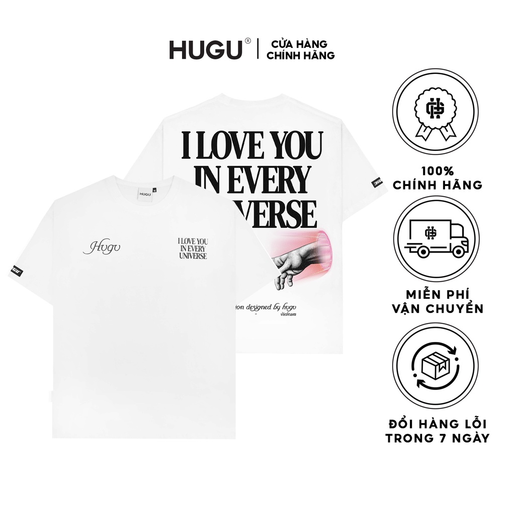 Áo thun tay ngắn unisex HUGU cổ tròn - I Love You In Every Universe - chất vải cotton thoáng mát chuẩn form